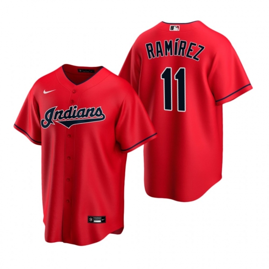 Men's Nike Cleveland Indians 11 Jose Ramirez Red Alternate Stitched Baseball Jersey