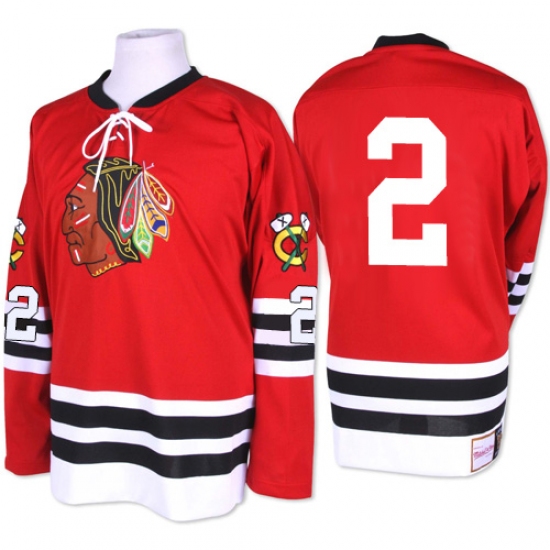 Men's Mitchell and Ness Chicago Blackhawks 2 Duncan Keith Premier Red 1960-61 Throwback NHL Jersey