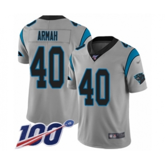 Youth Carolina Panthers 40 Alex Armah Silver Inverted Legend Limited 100th Season Football Jersey