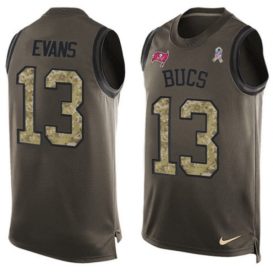 Men's Nike Tampa Bay Buccaneers 13 Mike Evans Limited Green Salute to Service Tank Top NFL Jersey
