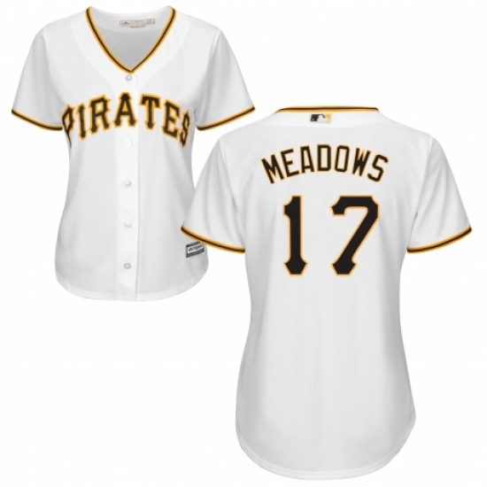 Women's Majestic Pittsburgh Pirates 17 Austin Meadows Authentic White Home Cool Base MLB Jersey