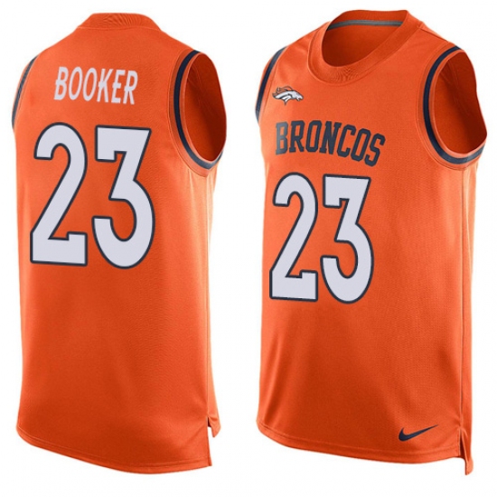 Men's Nike Denver Broncos 23 Devontae Booker Limited Orange Player Name & Number Tank Top NFL Jersey