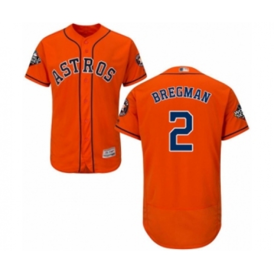 Men's Houston Astros 2 Alex Bregman Orange Alternate Flex Base Authentic Collection 2019 World Series Bound Baseball Jersey