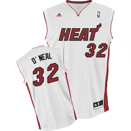 Men's Adidas Miami Heat 32 Shaquille O'Neal Swingman White Home NBA Jersey