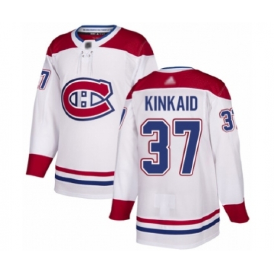 Men's Montreal Canadiens 37 Keith Kinkaid Authentic White Away Hockey Jersey
