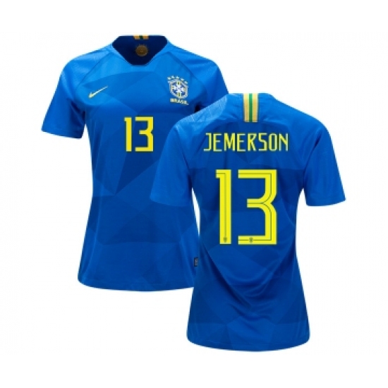 Women's Brazil 13 Jemerson Away Soccer Country Jersey