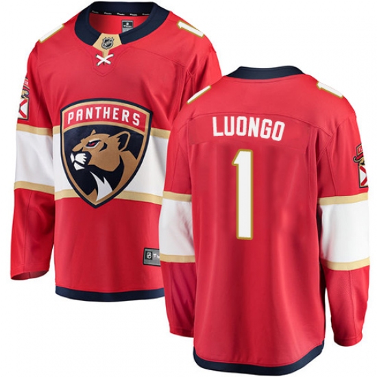 Youth Florida Panthers 1 Roberto Luongo Fanatics Branded Red Home Breakaway NHL Jersey