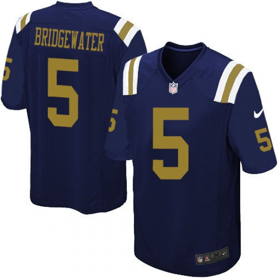 Youth Nike New York Jets 5 Teddy Bridgewater Limited Navy Blue Alternate NFL Jersey