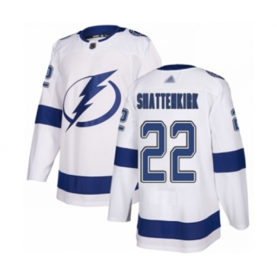 Men's Tampa Bay Lightning 22 Kevin Shattenkirk Authentic White Away Hockey Jersey