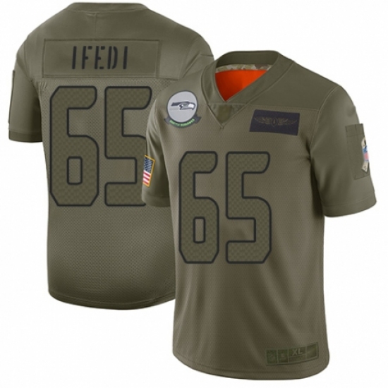 Women's Seattle Seahawks 65 Germain Ifedi Limited Camo 2019 Salute to Service Football Jersey