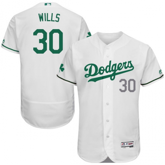 Men's Majestic Los Angeles Dodgers 30 Maury Wills White Celtic Flexbase Authentic Collection MLB Jersey