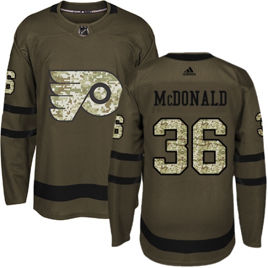 Men's Adidas Philadelphia Flyers 36 Colin McDonald Authentic Green Salute to Service NHL Jersey