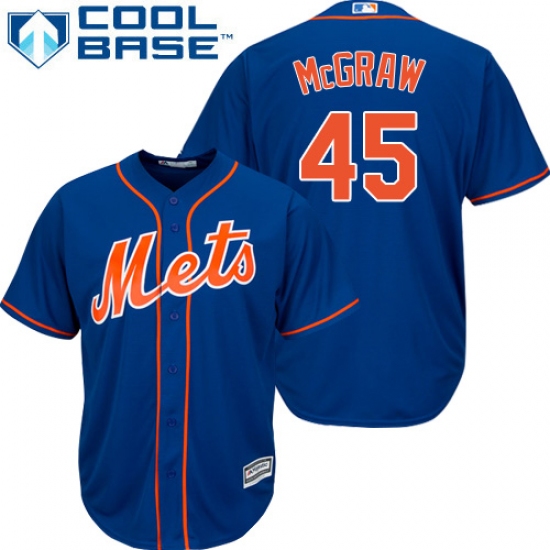Youth Majestic New York Mets 45 Tug McGraw Authentic Royal Blue Alternate Home Cool Base MLB Jersey