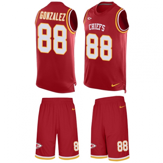 Men's Nike Kansas City Chiefs 88 Tony Gonzalez Limited Red Tank Top Suit NFL Jersey