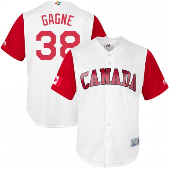 Men's Canada Baseball Majestic 38 Eric Gagne White 2017 World Baseball Classic Replica Team Jersey