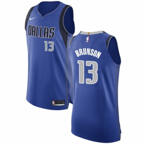 Men's Nike Dallas Mavericks 13 Jalen Brunson Authentic Royal Blue Road NBA Jersey - Icon Edition