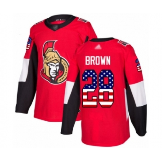 Youth Ottawa Senators 28 Connor Brown Authentic Red USA Flag Fashion Hockey Jersey
