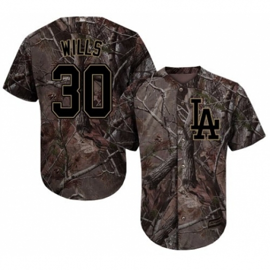 Youth Majestic Los Angeles Dodgers 30 Maury Wills Authentic Camo Realtree Collection Flex Base MLB Jersey