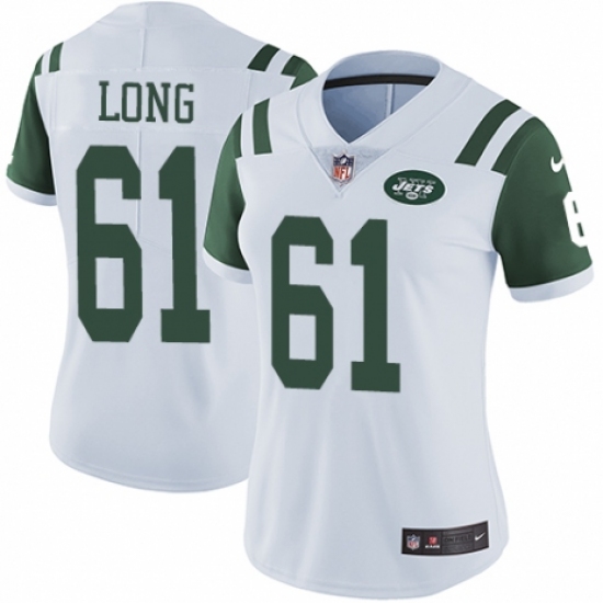 Women's Nike New York Jets 61 Spencer Long White Vapor Untouchable Limited Player NFL Jersey