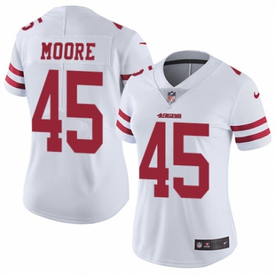 Women's Nike San Francisco 49ers 45 Tarvarius Moore White Vapor Untouchable Elite Player NFL Jersey