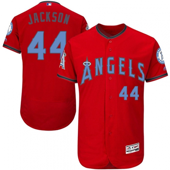 Men's Majestic Los Angeles Angels of Anaheim 44 Reggie Jackson Authentic Red 2016 Father's Day Fashion Flex Base MLB Jersey