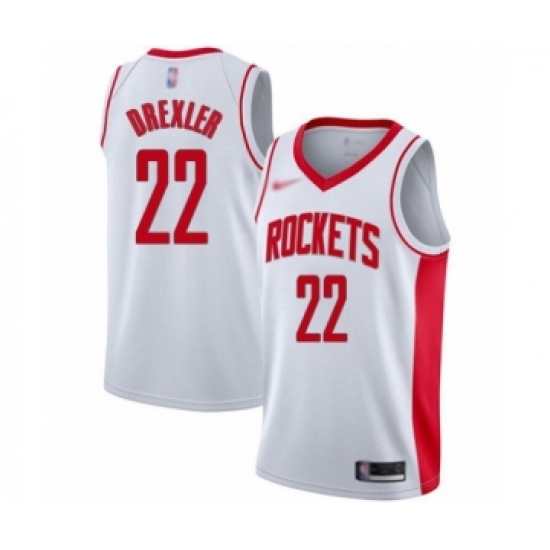 Youth Houston Rockets 22 Clyde Drexler Swingman White Finished Basketball Jersey - Association Edition