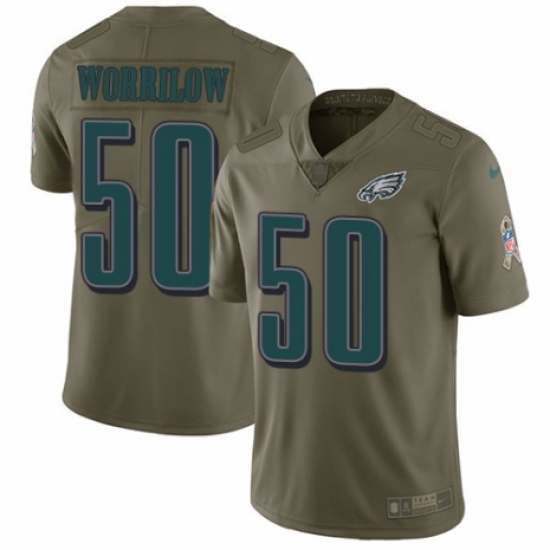 Men's Nike Philadelphia Eagles 50 Paul Worrilow Limited Olive 2017 Salute to Service NFL Jersey