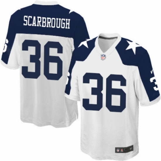 Men's Nike Dallas Cowboys 36 Bo Scarbrough Game White Throwback Alternate NFL Jersey