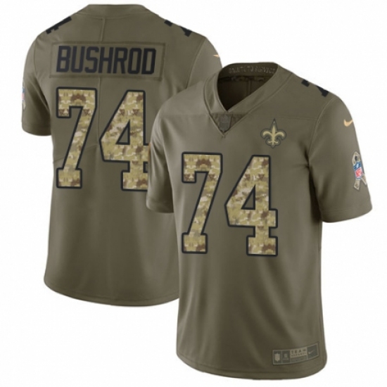Men's Nike New Orleans Saints 74 Jermon Bushrod Limited Olive/Camo 2017 Salute to Service NFL Jersey