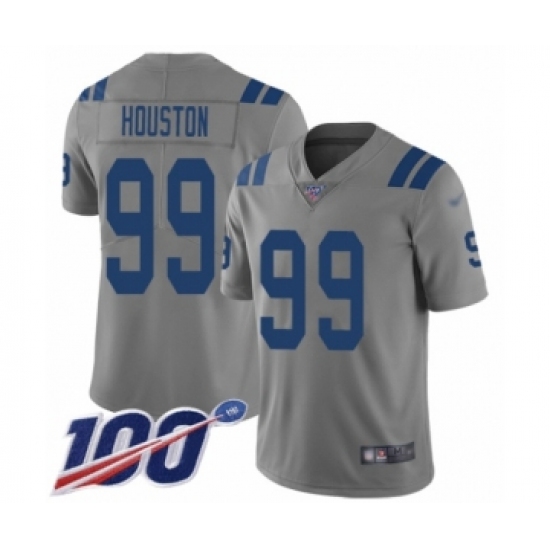 Men's Indianapolis Colts 99 Justin Houston Limited Gray Inverted Legend 100th Season Football Jersey