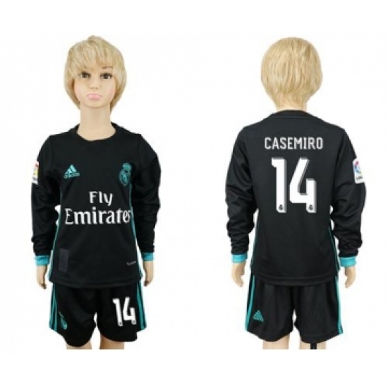 Real Madrid 14 Casemiro Away Long Sleeves Kid Soccer Club Jersey