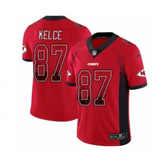 Youth Nike Kansas City Chiefs 87 Travis Kelce Limited Red Rush Drift Fashion NFL Jersey
