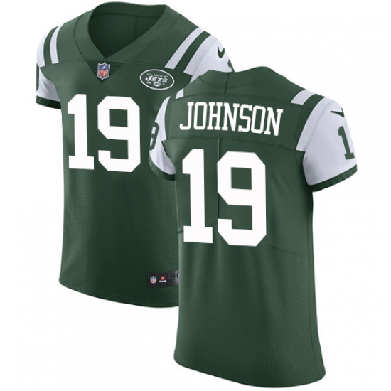 Men's Nike New York Jets 19 Keyshawn Johnson Elite Green Team Color NFL Jersey