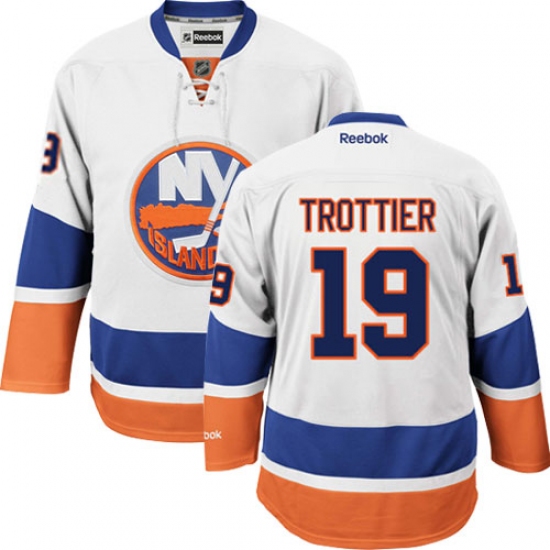 Men's Reebok New York Islanders 19 Bryan Trottier Authentic White Away NHL Jersey