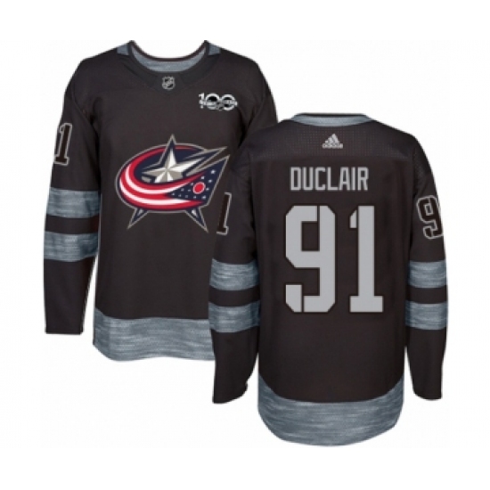 Men's Adidas Columbus Blue Jackets 91 Anthony Duclair Authentic Black 1917-2017 100th Anniversary NHL Jersey