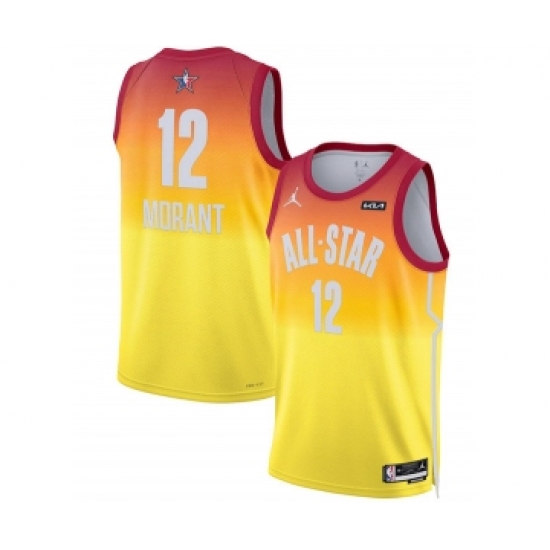 Men's 2023 All-Star 12 Ja Morant Orange Game Swingman Stitched Basketball Jersey
