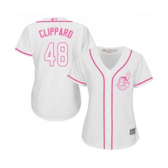 Women's Cleveland Indians 48 Tyler Clippard Replica White Fashion Cool Base Baseball Jersey