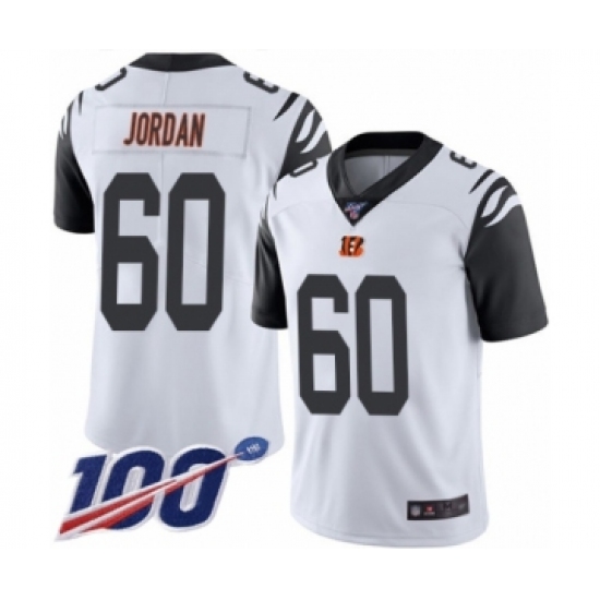 Men's Cincinnati Bengals 60 Michael Jordan Limited White Rush Vapor Untouchable 100th Season Football Jersey
