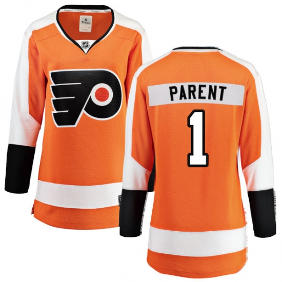 Women's Philadelphia Flyers 1 Bernie Parent Fanatics Branded Orange Home Breakaway NHL Jersey