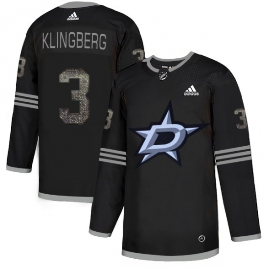Men's Adidas Dallas Stars 3 John Klingberg Black Authentic Classic Stitched NHL Jersey