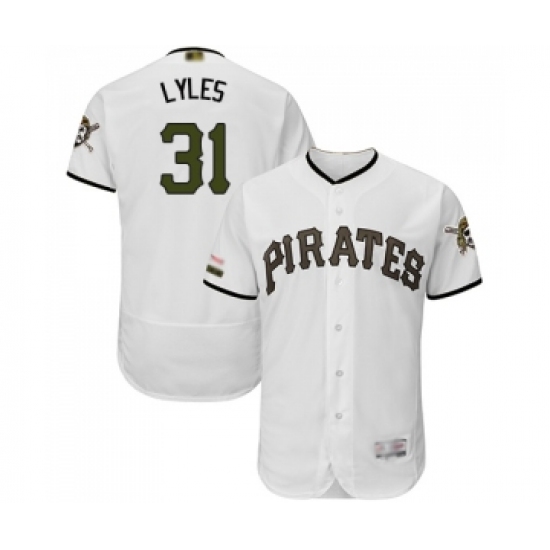 Men's Pittsburgh Pirates 31 Jordan Lyles White Alternate Authentic Collection Flex Base Baseball Jersey