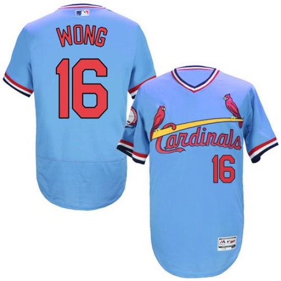Men's Majestic St. Louis Cardinals 16 Kolten Wong Light Blue Flexbase Authentic Collection Cooperstown MLB Jersey