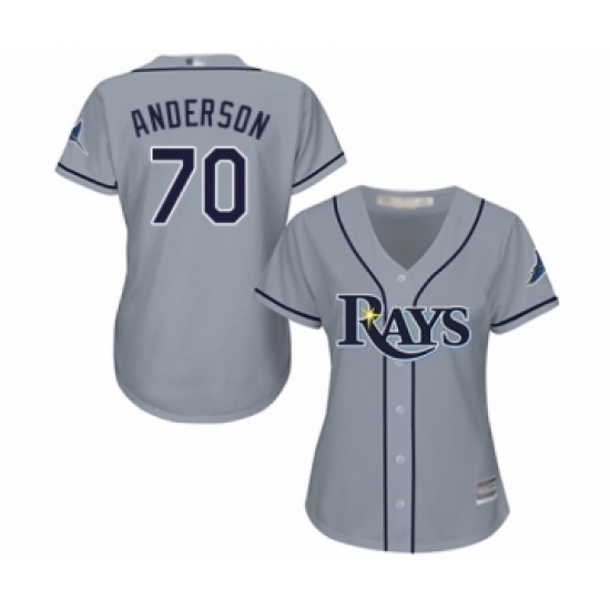 Women's Tampa Bay Rays 70 Nick Anderson Authentic Grey Road Cool Base Baseball Player Jersey