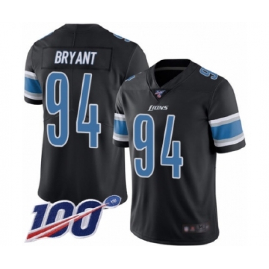 Men's Detroit Lions 94 Austin Bryant Limited Black Rush Vapor Untouchable 100th Season Football Jersey