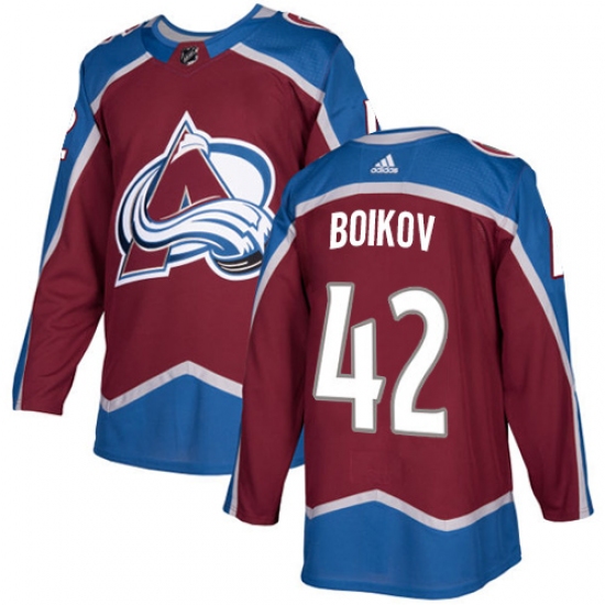 Men's Adidas Colorado Avalanche 42 Sergei Boikov Authentic Burgundy Red Home NHL Jersey