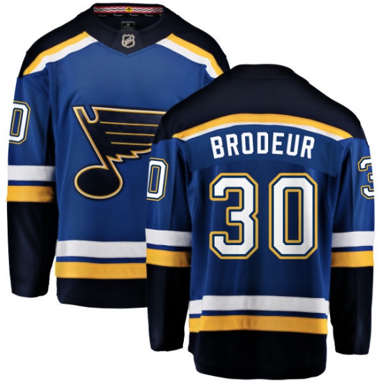 Men's St. Louis Blues 30 Martin Brodeur Fanatics Branded Royal Blue Home Breakaway NHL Jersey