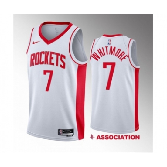 Men's Houston Rockets 7 Cam Whitmore White 2023 Draft Association Edition Stitched Basketball Jersey