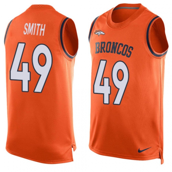 Men's Nike Denver Broncos 49 Dennis Smith Limited Orange Player Name & Number Tank Top NFL Jersey