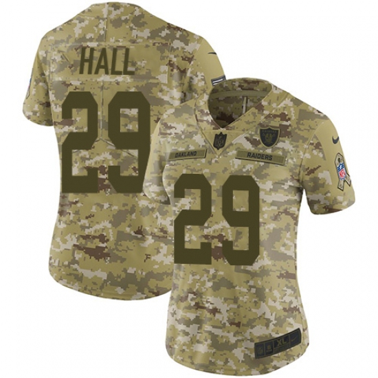 Women's Nike Oakland Raiders 29 Leon Hall Limited Camo 2018 Salute to Service NFL Jersey