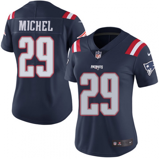 Women's Nike New England Patriots 29 Sony Michel Limited Navy Blue Rush Vapor Untouchable NFL Jersey